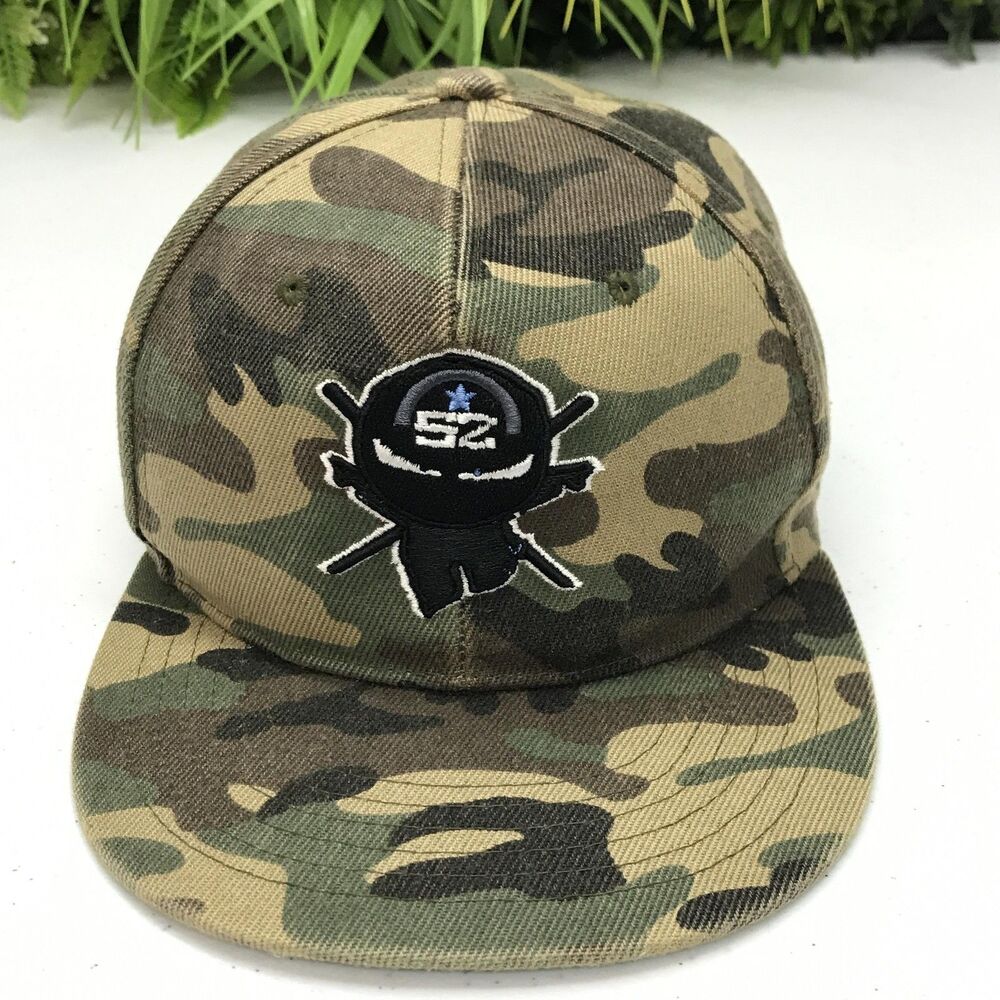 Academy Fits Hat Cap Snap Back Camo Green Embroidered Ninja Patch Mens